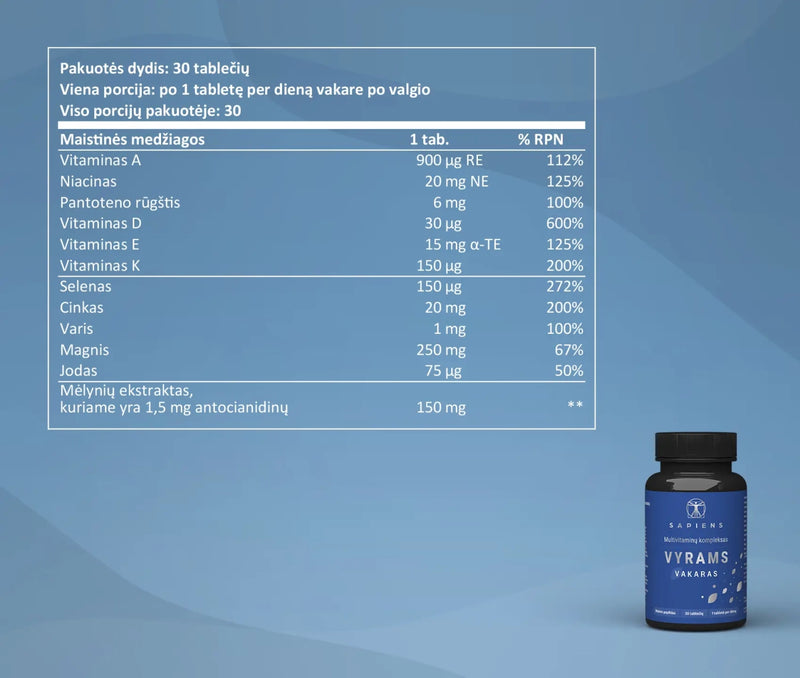 Sapiens Multivitaminų komplekso Vyrams x 3 Rinkinys