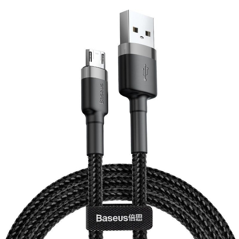 Baseus Cafule Micro USB cable 2.4A 1m (Gray + Black), Kabel USB do Micro USB Baseus Cafule 2.4A 1m (szaro-czarny)