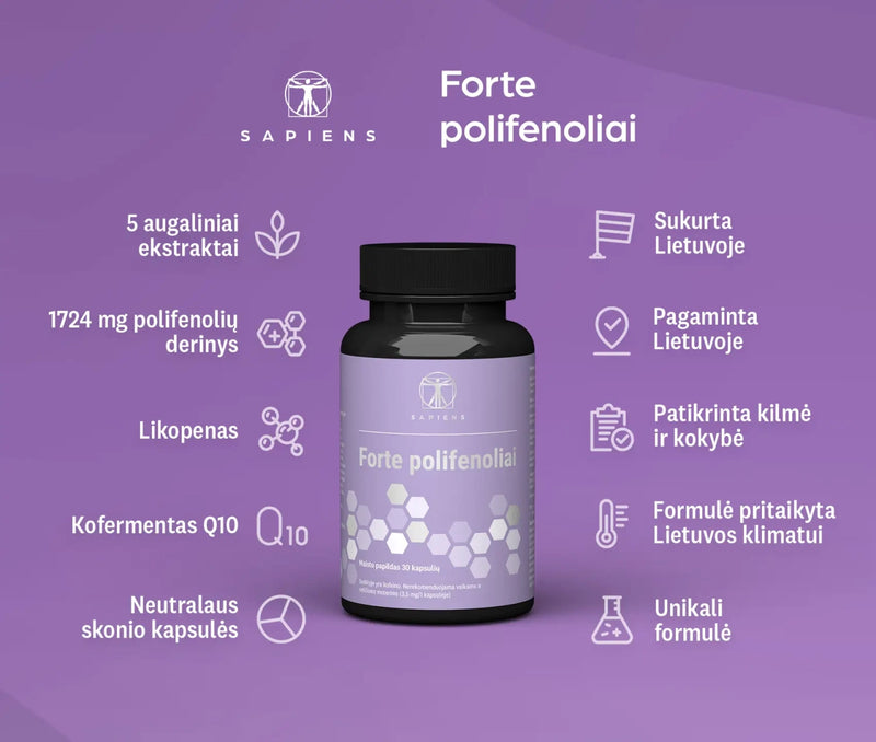 Sapiens Forte polifenolių x 3 Rinkinys