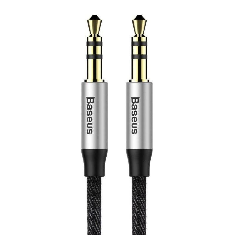 Baseus Yiven Audio Cable mini jack 3,5mm AUX, 1m (Black+Silver), Kabel audio mini jack 3,5mm AUX Baseus Yiven 1m (czarno-srebrny)