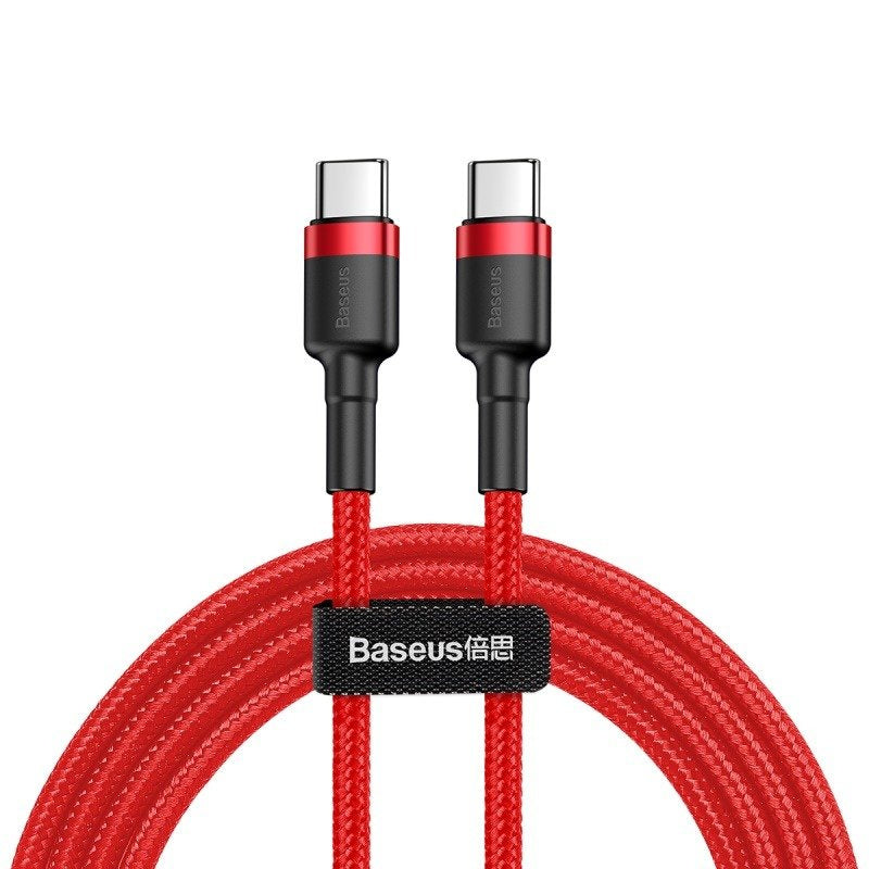 Baseus Cafule Cable USB-C PD 2.0 QC 3.0 60W 1m (Red), Kabel USB-C do USB-C PD Baseus Cafule PD 2.0 QC 3.0 60W 1m (czerwony)