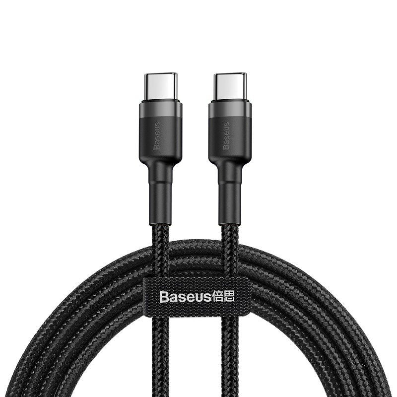 Baseus Cafule Cable USB-C PD 2.0 QC 3.0 60W 1m (Black+Gray), Kabel USB-C do USB-C PD Baseus Cafule PD 2.0 QC 3.0 60W 1m (czarno-szary)