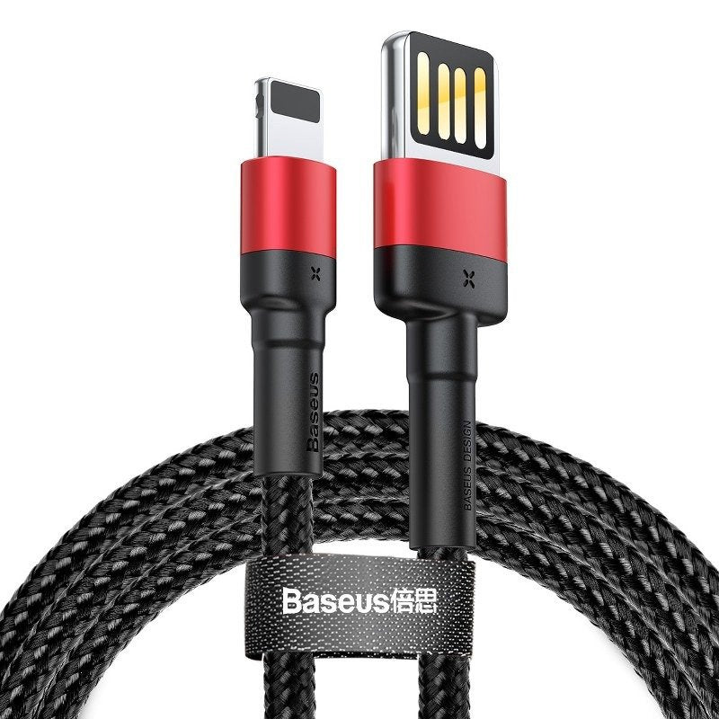 Baseus Cafule Double-sided USB Lightning Cable 2,4A 1m (Black+Red), Kabel Lightning USB (dwustronny) Baseus Cafule 2,4A 1m (czarno-czerwony)