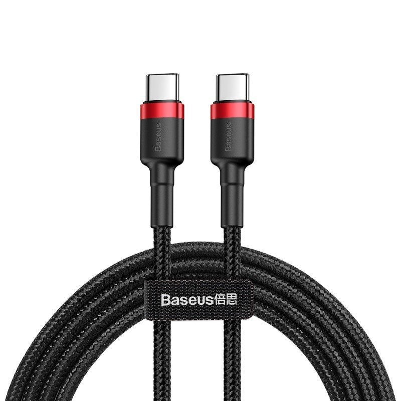 USB-C PD Baseus Cable Cafule PD 2.0 QC 3.0 60W 1m (black and red), Kabel USB-C do USB-C PD Baseus Cafule PD 2.0 QC 3.0 60W 1m (czarno-czerwony)