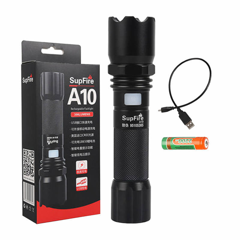 Flashlight Superfire A10, 550lm, USB, Latarka Superfire A10, 550lm, USB