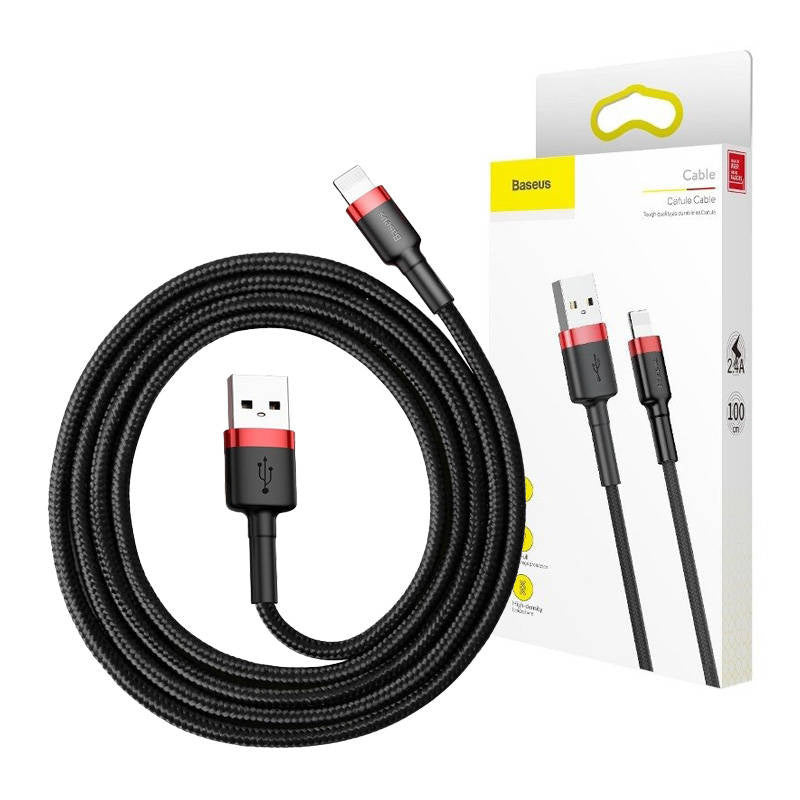 Baseus Cafule Cable USB Lightning 2A 3m (Black+Red), Kabel Lightning USB Baseus Cafule 2A 3m (czarno-czerwony)
