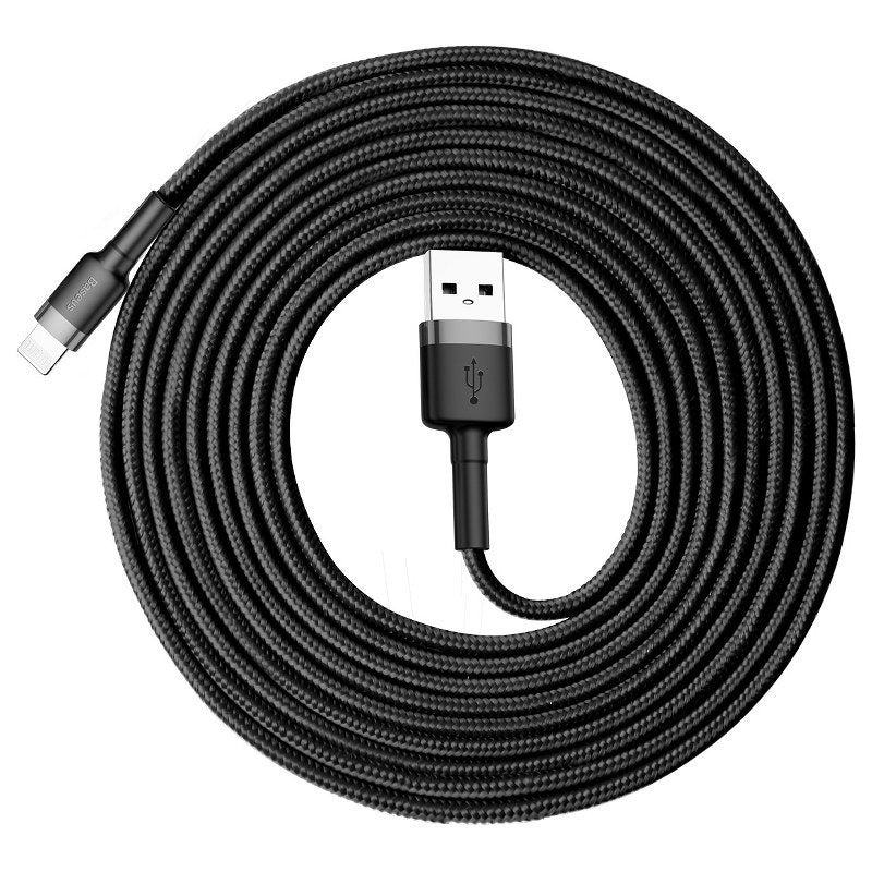 Baseus Cafule USB Lightning Cable 2A 3m (Black+Gray), Kabel Lightning USB Baseus Cafule 2A 3m (szaro-czarny)