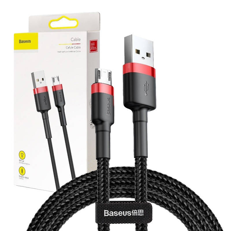 Baseus Cafule Micro USB Cable 2A 3m (Black+Red), Kabel USB do Micro USB Baseus Cafule 2A 3m (czarno-czerwony)