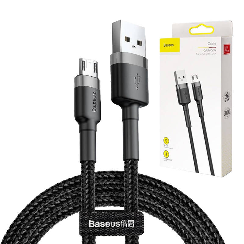 Baseus Cafule Cable USB For Micro 2A 3m Gray+Black, Kabel USB do Micro USB Baseus Cafule 2A 3m (czarno-szary)