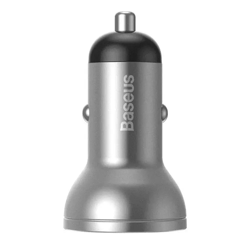 Ładowarka samochodowa Baseus z wyświetlaczem, 2x USB, 4,8A, 24W (srebrna), Ładowarka samochodowa Baseus z wyświetlaczem, 2x USB, 4,8A, 24W (srebrna)
