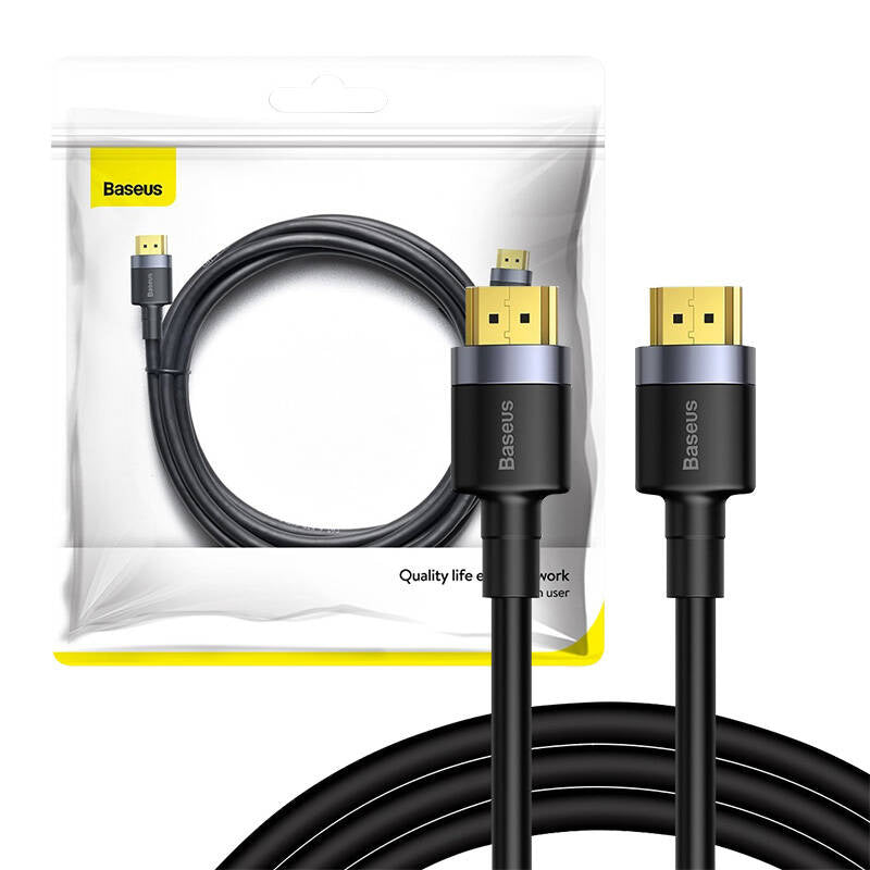 Baseus Cafule 4KHDMI Male To 4KHDMI Male Adapter Cable 3m Black, Kabel HDMI 2.0 Baseus Cafule, 4K, 3D, 3m (czarno-szary)