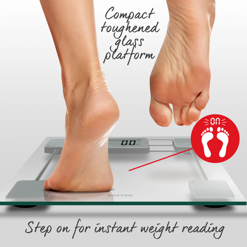 Salter 9081 SV3R Toughened Glass Compact Electronic Bathroom Scale