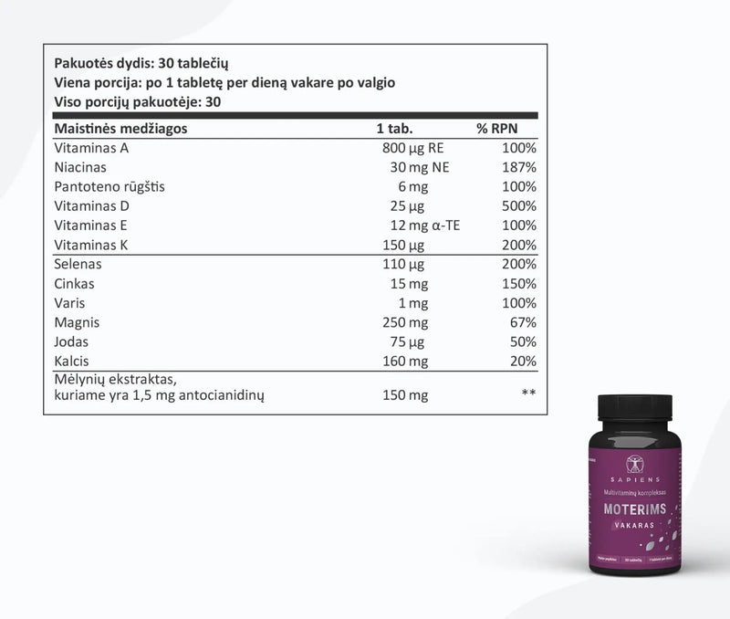 Sapiens Vitaminų Rinkinys Moterims