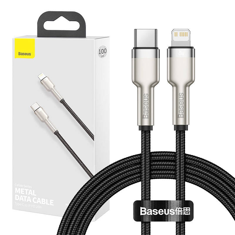 USB-C cable for Lightning Baseus Cafule, PD, 20W, 1m (black), Kabel USB-C do Lightning Baseus Cafule, PD, 20W, 1m (czarny)