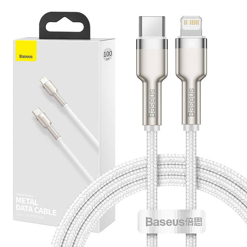 USB-C cable for Lightning Baseus Cafule, PD, 20W, 1m (white), Kabel USB-C do Lightning Baseus Cafule, PD, 20W, 1m (biały)