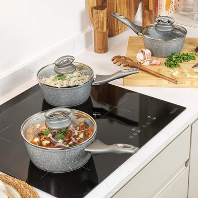 Salter BW02986G1EU7 Marblestone 3-Piece Saucepan Set - 16/18/20cm