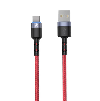 Tellur Data Cable USB to Type-C with LED Light 3A 1.2m Red