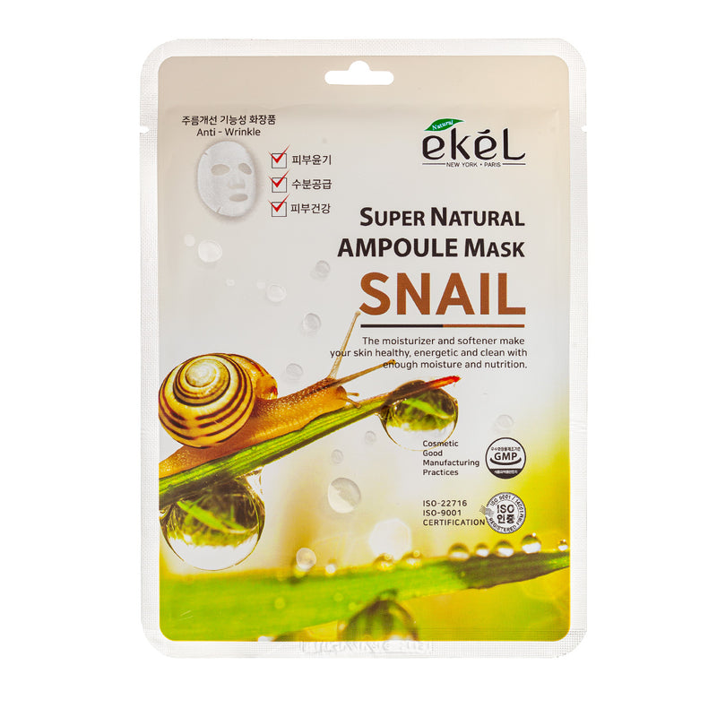 Ekel Super Natural Ampoule Mask Snail Sheet face mask with snail mucin extract 25 g.