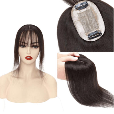 Natural hair toupee with bangs 6 cm x 9 cm