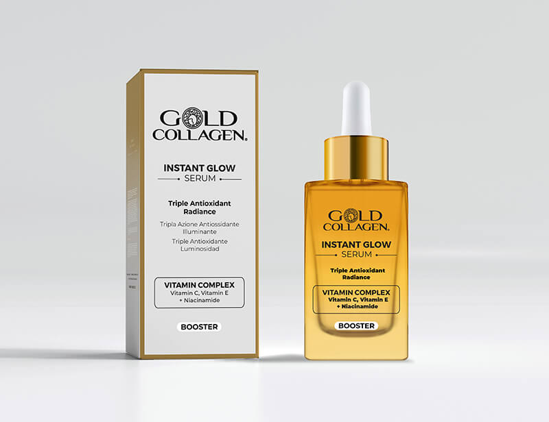 Gold Collagen greito poveikio spindesį suteikiantis serumas (Instant Glow)