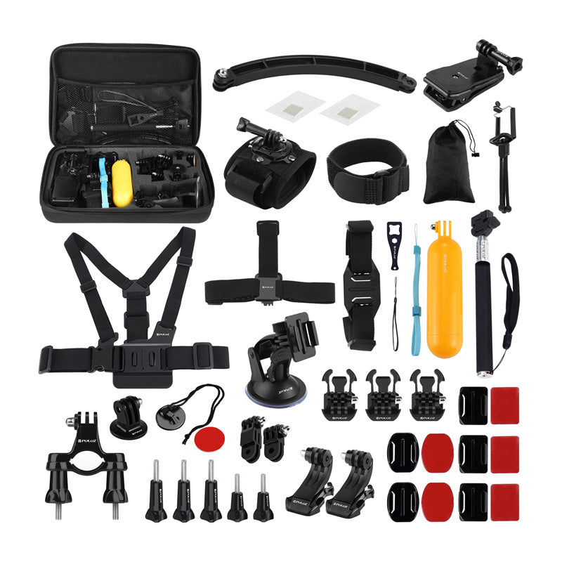 Accessories set Puluz for Sports Cameras PKT39 50-in-1, Zestaw 50 akcesoriów Puluz do kamer sportowych PKT39