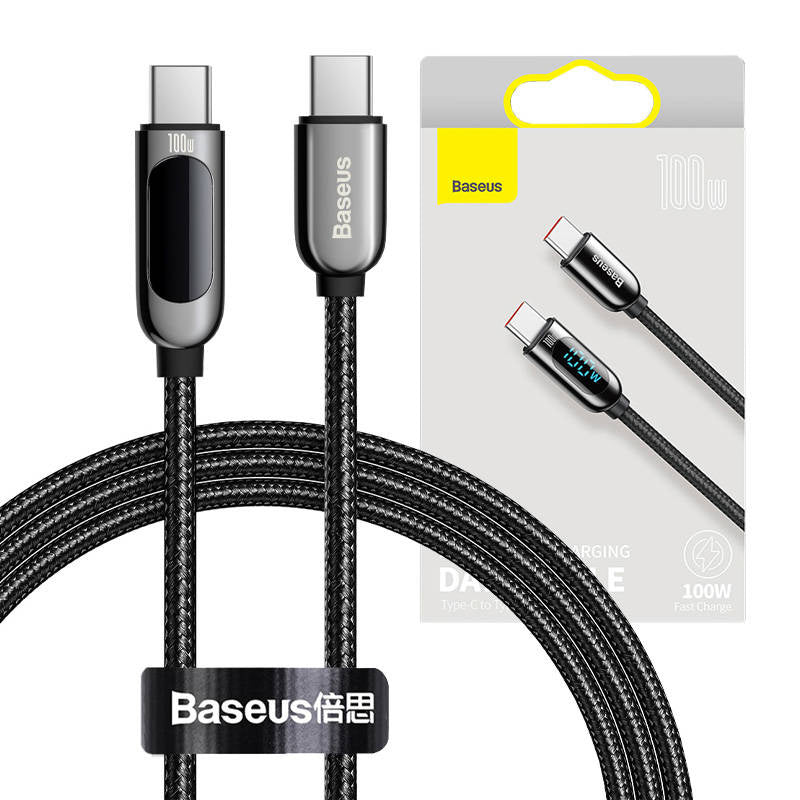 Baseus Display Cable USB-C to Type-C 100W 1m (black), Kabel USB-C do USB-C Baseus Display, Power Delivery, 100W, 1m (czarny)