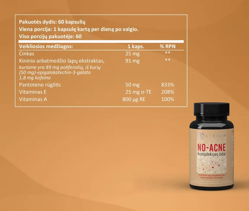 Sapiens No-Acne kompleksas odai Maisto papildas