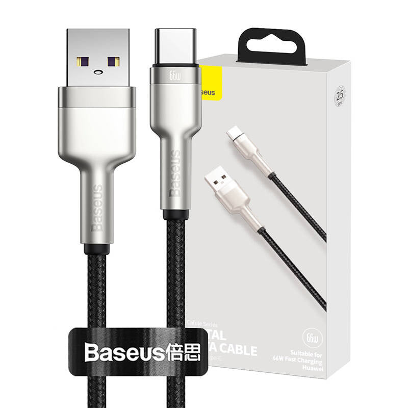 USB cable for USB-C Baseus Cafule, 66W, 0.25m (black), Kabel USB do USB-C Baseus Cafule, 66W, 0.25m (czarny)