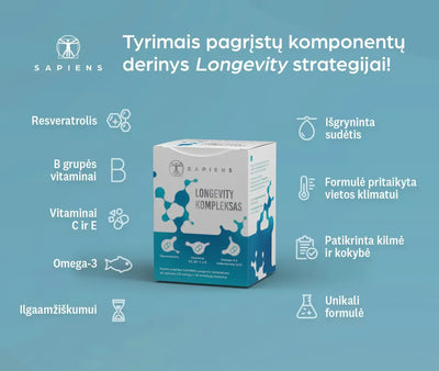 Sapiens Longevity kompleksas Maisto papildas