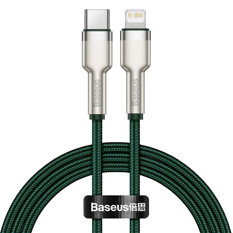 USB-C cable for Lightning Baseus Cafule, PD, 20W, 1m (green), Kabel USB-C do Lightning Baseus Cafule, PD, 20W, 1m (zielony)