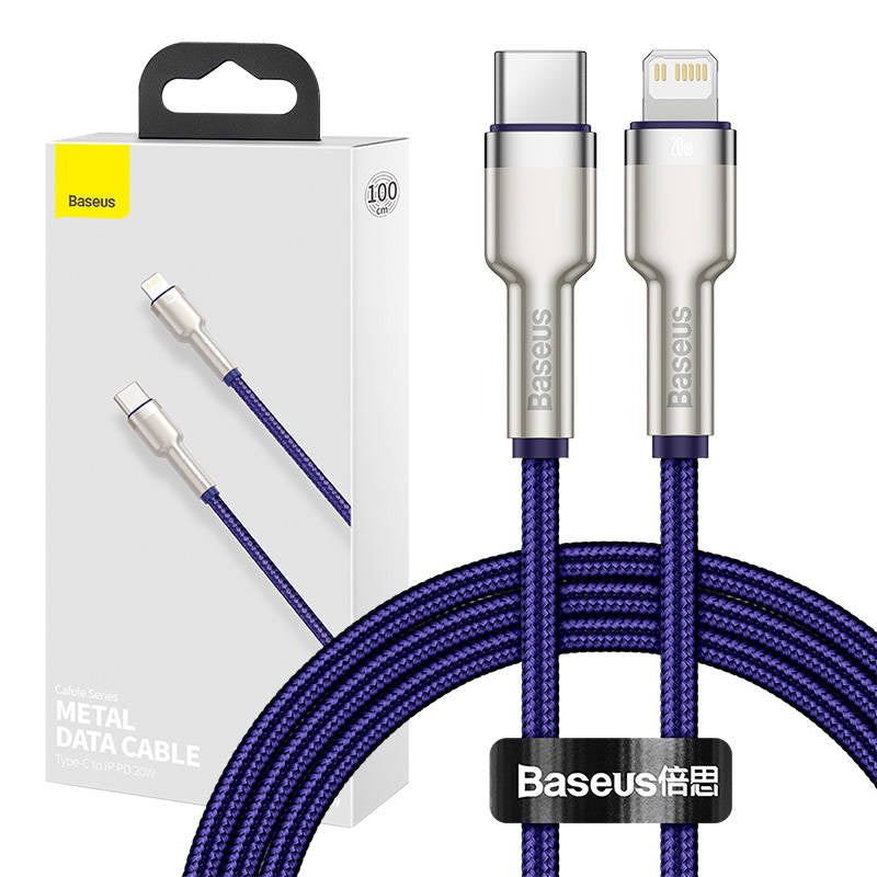 USB-C cable for Lightning Baseus Cafule, PD, 20W, 1m (purple), Kabel USB-C do Lightning Baseus Cafule, PD, 20W, 1m (fioletowy)