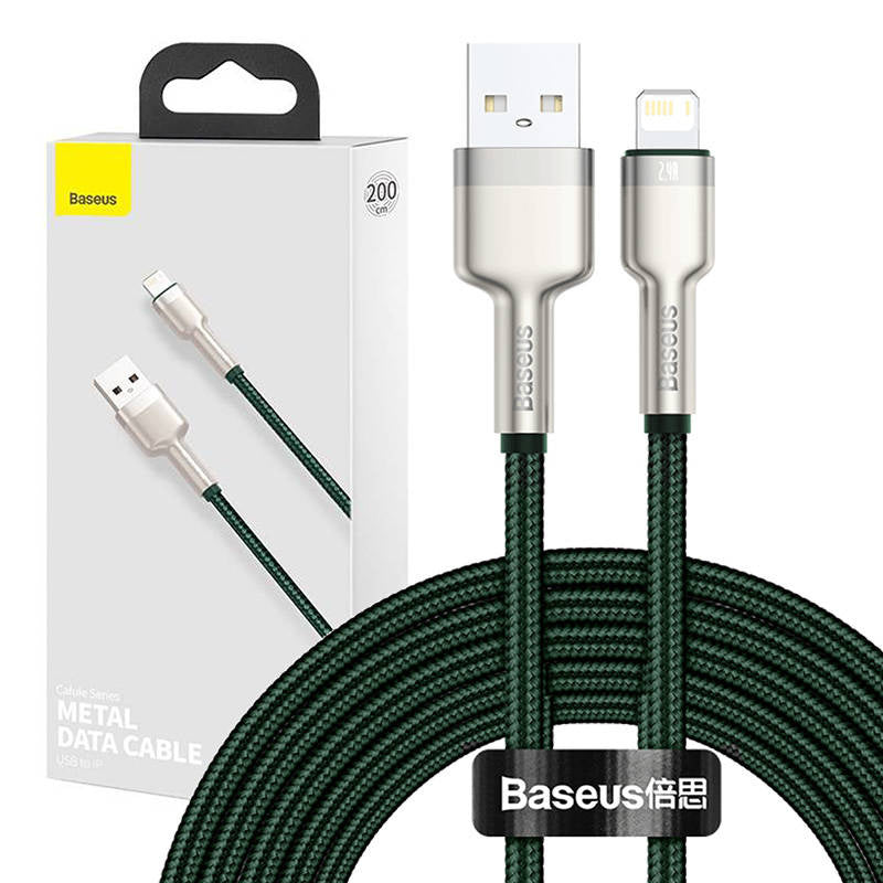 USB cable for Lightning Baseus Cafule, 2.4A, 2m (green), Kabel USB do Lightning Baseus Cafule, 2.4A, 2m (zielony)