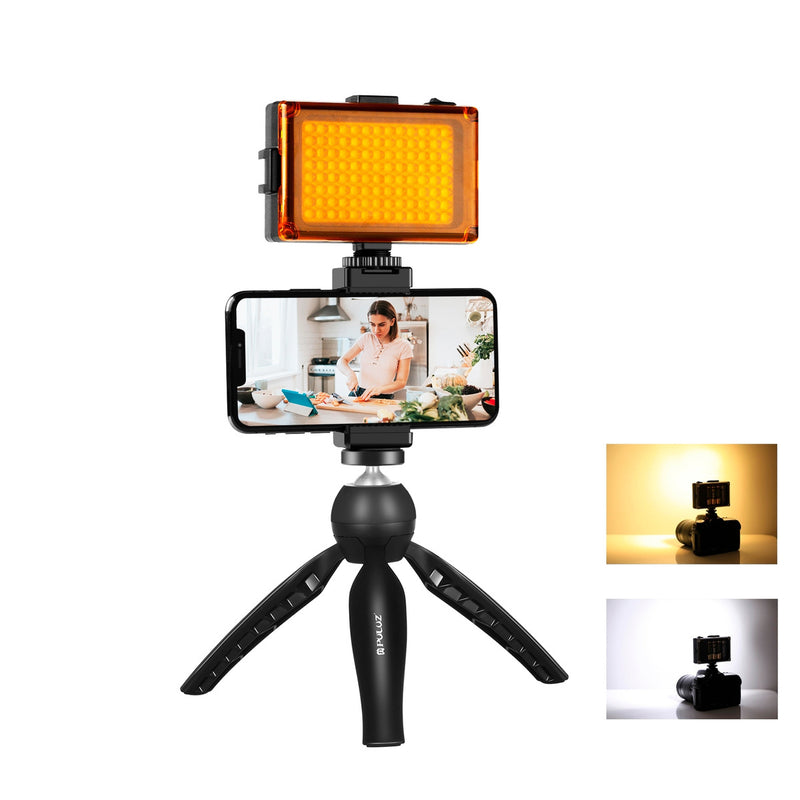 Puluz live recording set tripod + LED lamp + phone clip PKT3131B, Zestaw do nagrywania live Puluz statyw + lampa LED + klamra na telefon PKT3131B