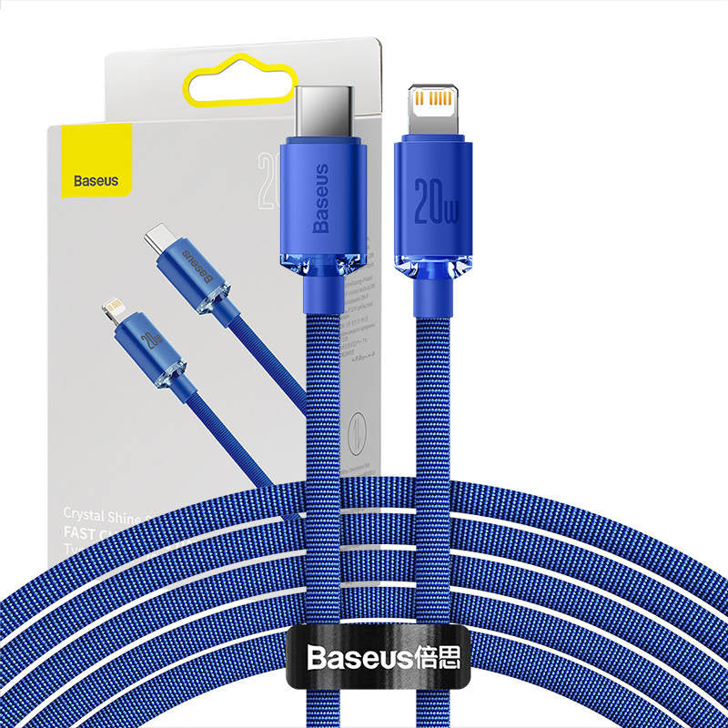 Baseus Crystal Shine cable USB-C to Lightning, 20W, PD, 2m (blue), Kabel USB-C do Lightning Baseus Crystal Shine, 20W, PD, 2m (niebieski)