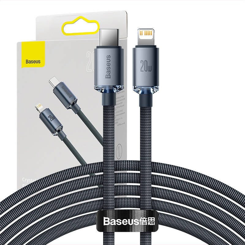 Baseus Crystal Shine cable USB-C to Lightning, 20W, PD, 2m (black), Kabel USB-C do Lightning Baseus Crystal Shine, 20W, PD, 2m (czarny)