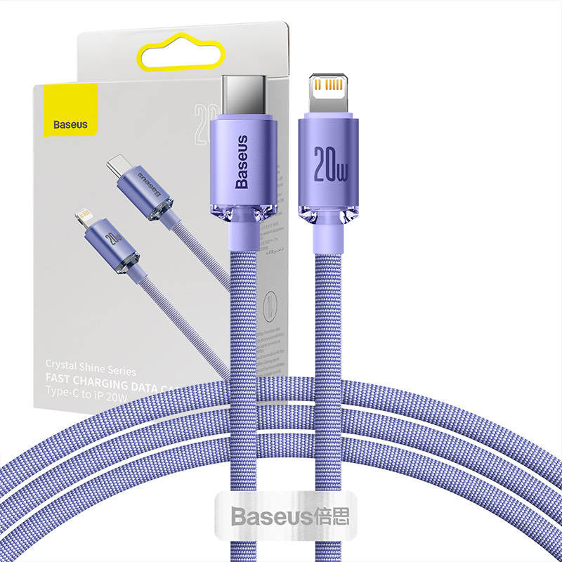 Baseus Crystal Shine cable USB-C to Lightning, 20W, PD, 1.2m (purple), Kabel USB-C do Lightning Baseus Crystal Shine, 20W, PD, 1.2m (fioletowy)