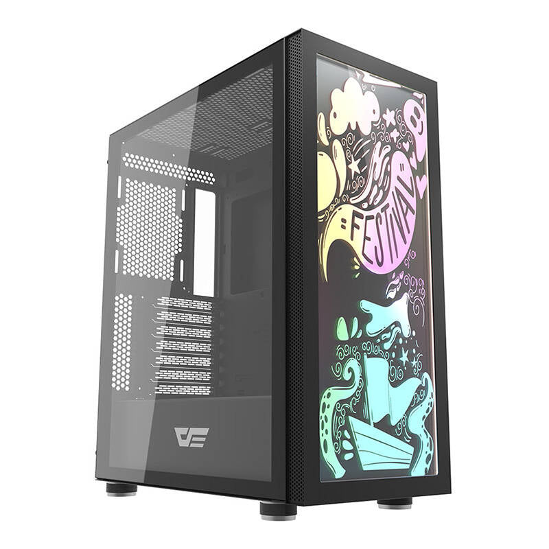 Darkflash DK210 Graffiti computer case (black), Obudowa komputerowa Darkflash DK210 Graffiti (czarna)
