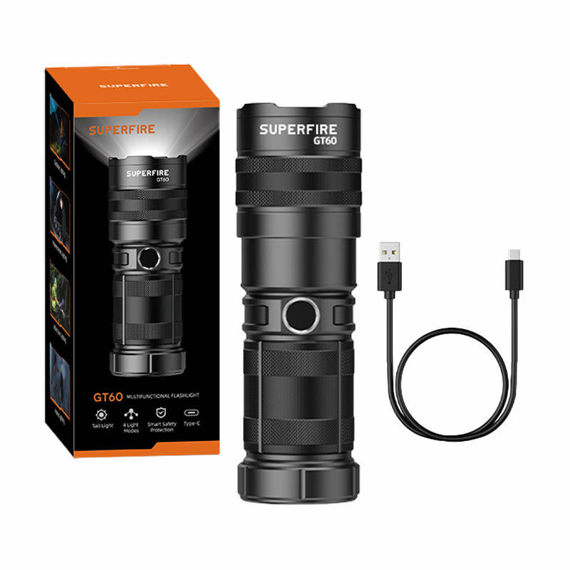 Flashlight Superfire GT60, 2600lm, USB-C, Latarka Superfire GT60, 2600lm, USB-C