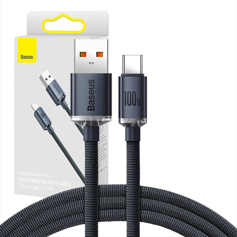 Baseus Crystal Shine cable USB to USB-C, 100W, 1.2m (black), Kabel USB do USB-C Baseus Crystal Shine, 100W, 1.2m (czarny)