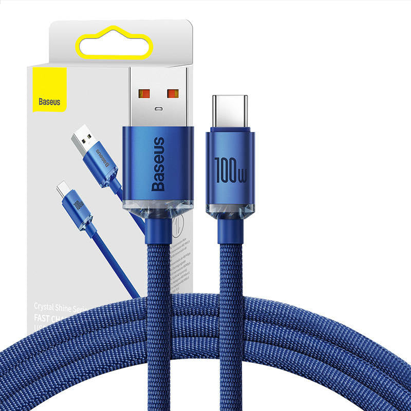 Baseus Crystal Shine cable USB to USB-C, 5A100W1.2m (blue), Kabel USB do USB-C Baseus Crystal Shine, 100W, 1.2m (niebieski)