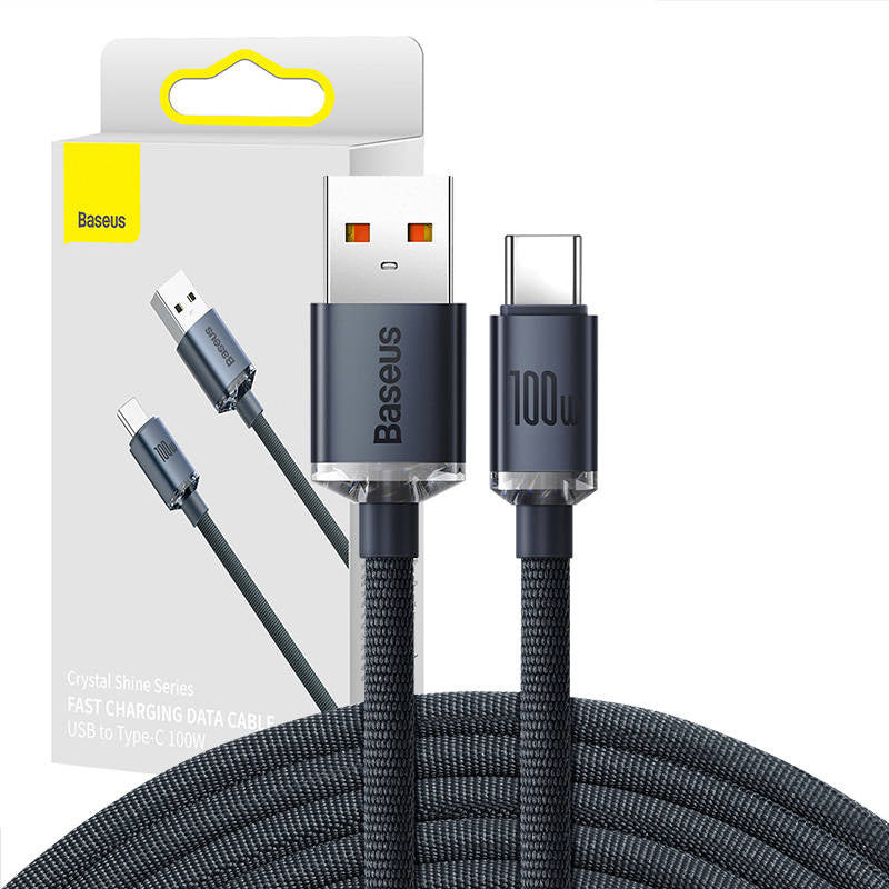 Baseus Crystal Shine cable USB to USB-C, 100W, 2m (black), Kabel USB do USB-C Baseus Crystal Shine, 100W, 2m (czarny)