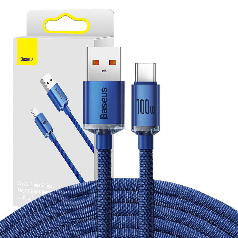 Baseus Crystal Shine cable USB to USB-C, 100W, 2m (blue), Kabel USB do USB-C Baseus Crystal Shine, 100W, 2m (niebieski)