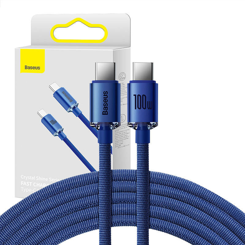 Baseus Crystal Shine cable USB-C to USB-C, 100W, 1.2m (blue), Kabel USB-C do USB-C Baseus Crystal Shine, 100W, 1.2m (niebieski)
