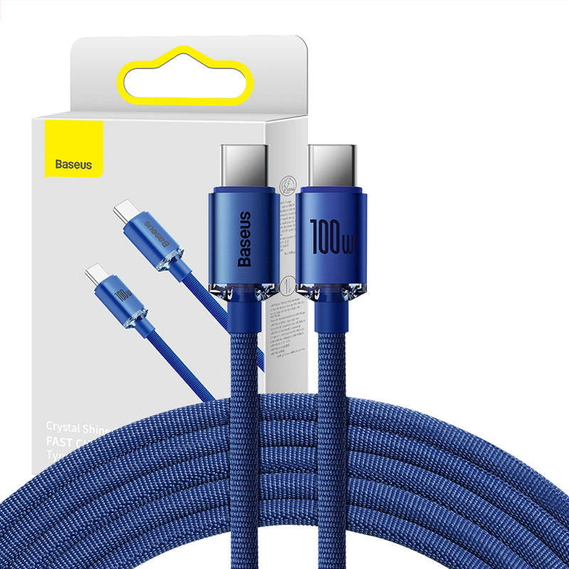 Baseus Crystal Shine cable USB-C to USB-C, 100W, 2m (blue), Kabel USB-C do USB-C Baseus Crystal Shine, 100W, 2m (niebieski)