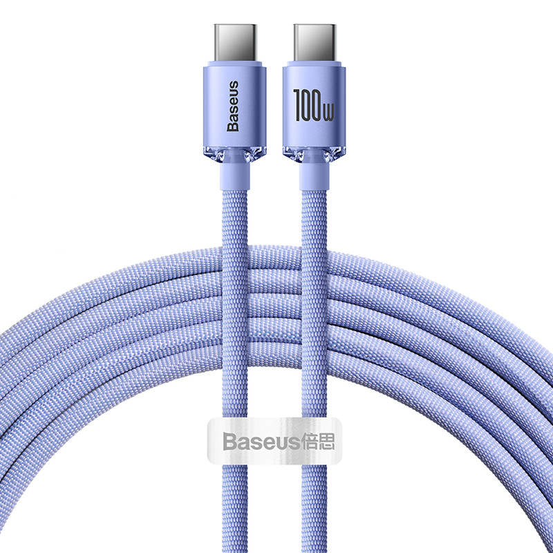 Baseus Crystal Shine cable USB-C to USB-C, 100W, 2m (purple), Kabel USB-C do USB-C Baseus Crystal Shine, 100W, 2m (fioletowy)