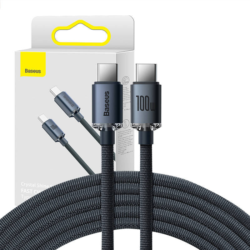 Baseus Crystal Shine cable USB-C to USB-C, 100W, 2m (black), Kabel USB-C do USB-C Baseus Crystal Shine, 100W, 2m (czarny)