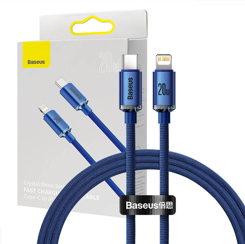 Baseus Crystal cable USB-C to Lightning, 20W, 1.2m (blue), Kabel USB-C do Lightning Baseus Crystal, 20W, 1.2m (niebieski)