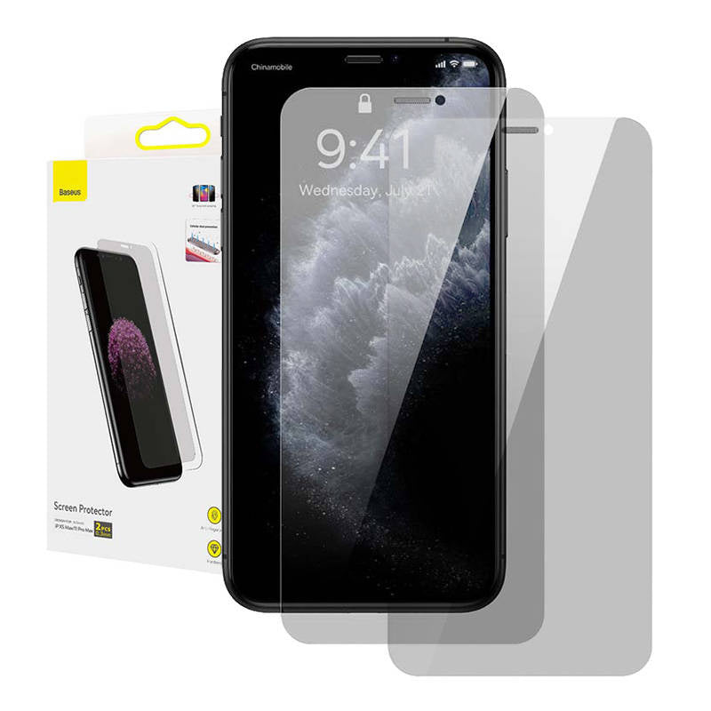 Baseus 0.3mm Screen Protector (2pcs pack) for iPhone XS Max/11 Pro Max 6.5inch, Szkło hartowane z filtrem prywatyzującym 0.3mm Baseus do iPhone XS Max / 11 Pro Max (2szt.)