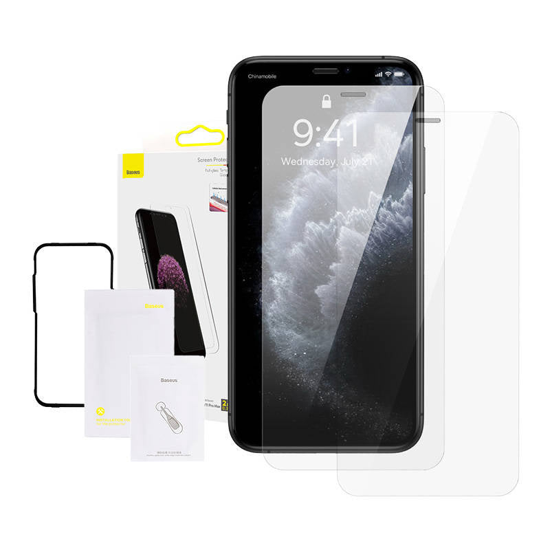Baseus 0.3mm Full-glass Tempered Glass Film(2pcs pack) for iPhone XS Max/11 Pro Max 6.5inch, Szkło hartowane 0.3mm Baseus do iPhone XS Max / 11 Pro Max (2szt.)