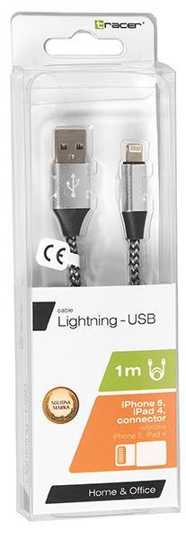 Tracer 46268 Lighting USB 2.0 Iphone AM 1m Black Silver